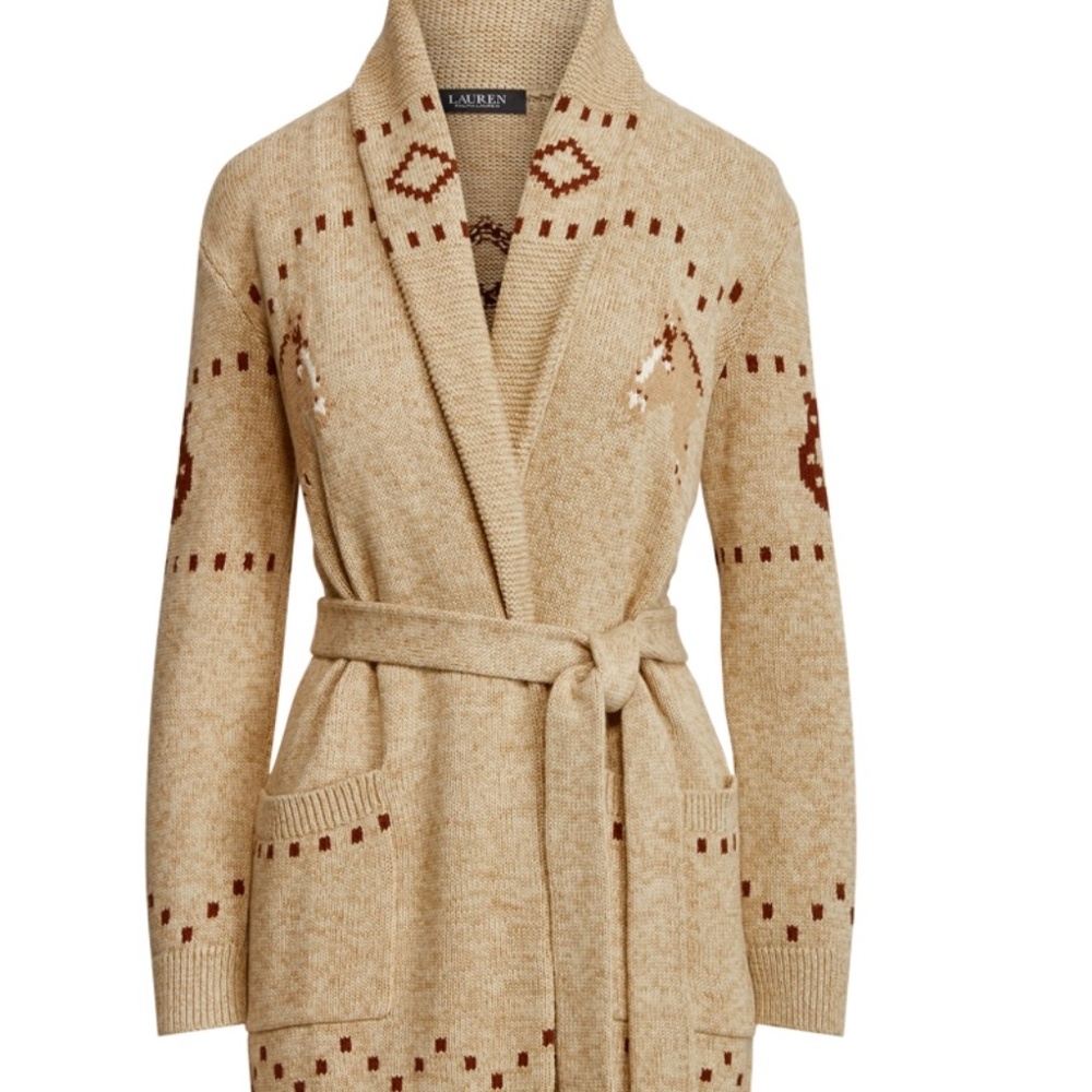 WOMEN / CLOTHING / SWEATERS Equestrian Intarsia-Knit Cardigan